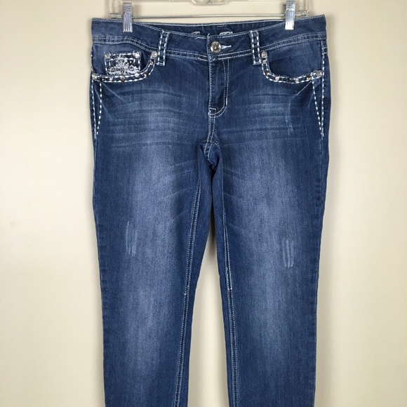 12K TWELVE K USA CROSS EMBELLISHED JEANS - Picture 2 of 8